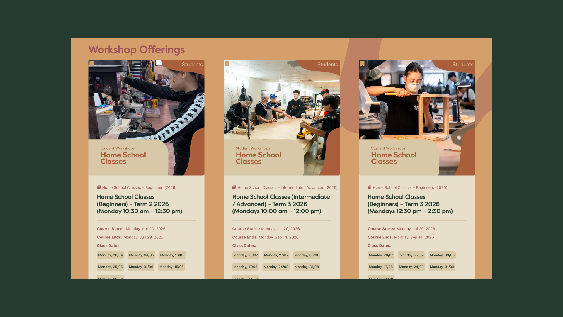 WoodChix Foundation website, workshops